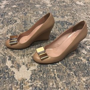 Kate Spade wedge heel with golden metal bow